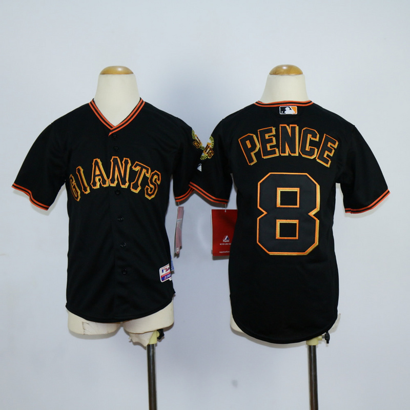 Youth San Francisco Giants 8 Pence Black MLB Jerseys